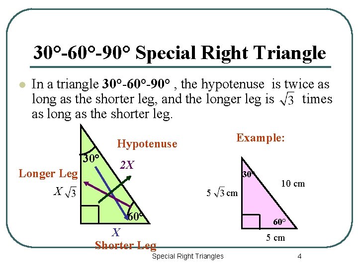 how to solve special right triangles